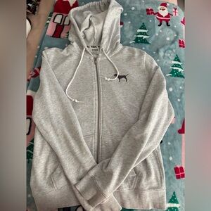 Gray Zip-Up Hoodie by Pink